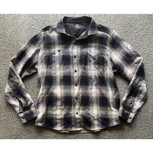Kuhl The Law Flannel Shirt Brown Plaid Long Sleeve Button Down Men's Medium READ